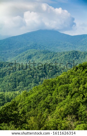 Clouds and mist over the mountains of Great Smoky Mountain National Park