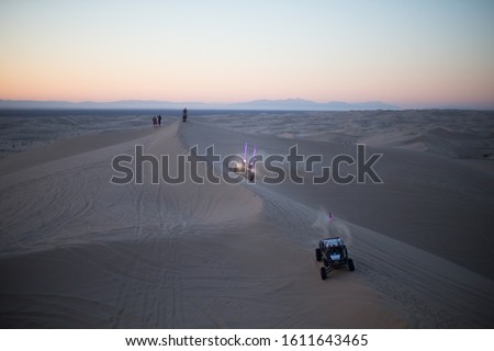 Sunset at the Imperial Sand Dunes in Glamis California.