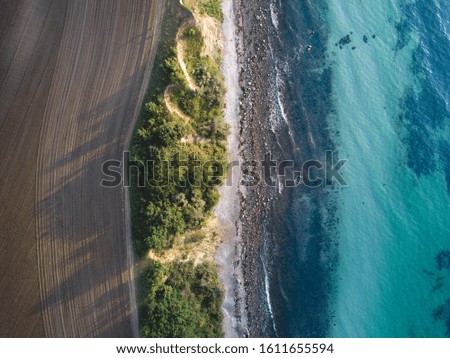 Aerial shot of a forest at the coastline of Grömitz in northern Germany