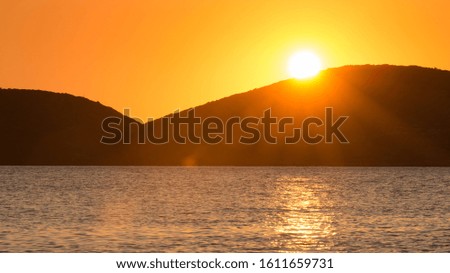 sunrise above mountains morning seascape