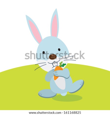 Rabbit with carrot. Vector illustration of a rabbit or bunny eating carrot.