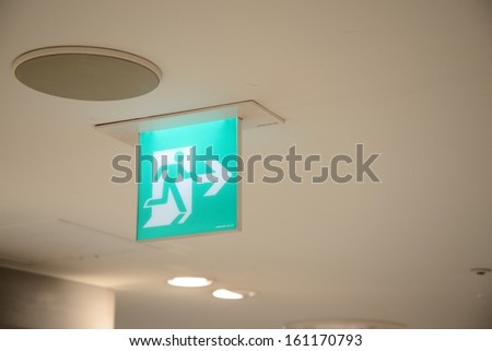 Emergency Exit Sign Pannel on the ceiling