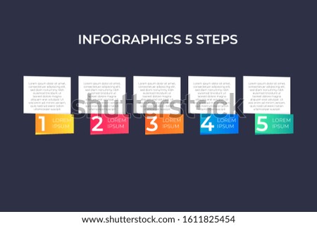 Modern and creative timeline infographic with five steps design vector. Can be used for process, annual report, presentation, interface, education, diagram, workflow layout, infograph, web design.