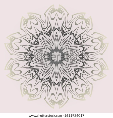 Fashion Design Print With Floral Mandala Ornament.  Illustration. Oriental Pattern. Indian, Moroccan, Mystic, Ottoman Motifs. Anti-Stress Therapy Pattern. Beige pastel color.