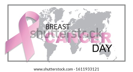 Breast cancer awareness month simple poster with pink ribbon gradient background design. Vector Illustration
