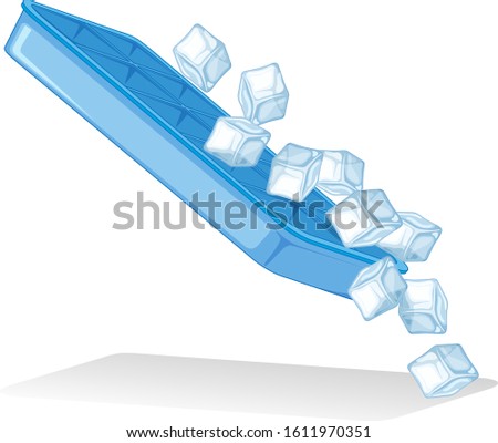 Ice cubes from ice tray on white background illustration
