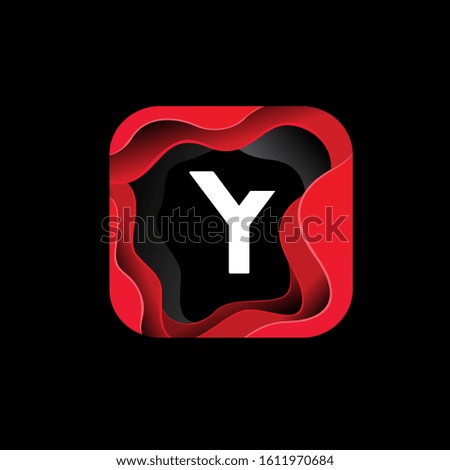 geometric initial letter y inside square fluid. modern icon, template design