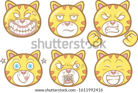 cute pet animal cat emoticons illustration set