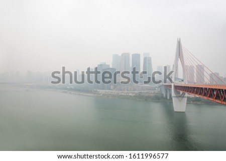 Chongqing City Building and Qianlingmen Jialing River Bridge, China