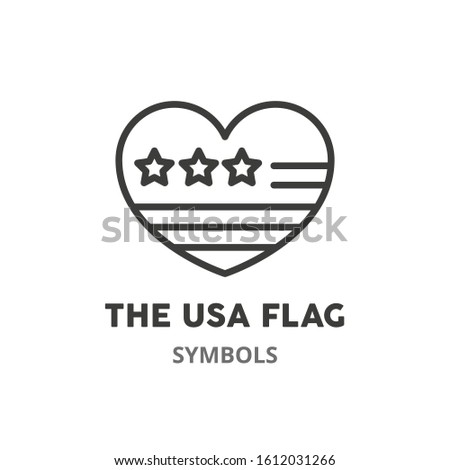 The USA flag thin line icon. The USA symbols. Vector illustration symbol element for web design. 