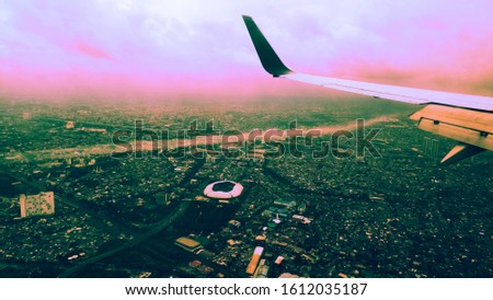 Simple wing edited airplane pictures with bright background