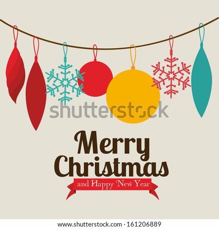 christmas and happy new year  over beige   background vector illustration