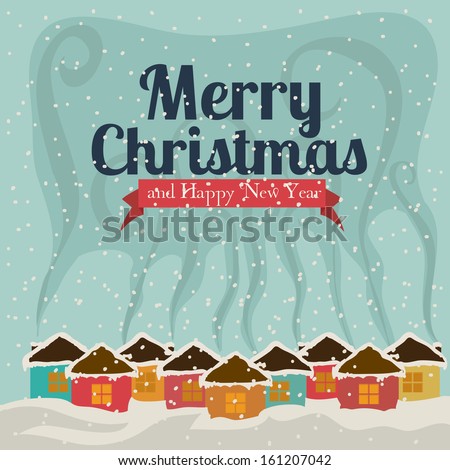 christmas and happy new year  over blue  background vector illustration