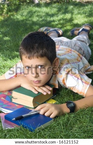 Student with the books  outdoor