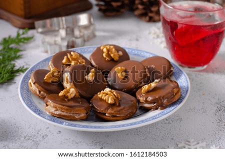 Traditional christmas czech cookies, vintage styled photo