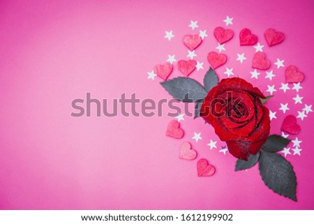 The picture of red roses and red hearts is a symbol of love on Valentine's Day festival, indicating love and is another important day on the 14th of February every year.