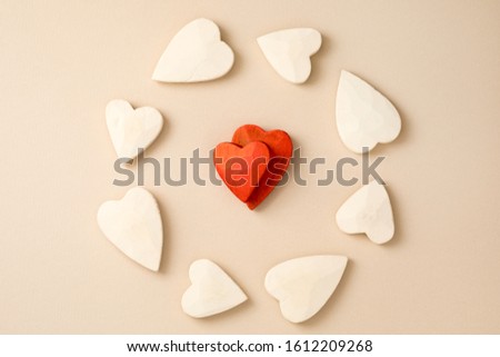 Valentines day concept. Two red hearts in a frame as a symbol of love.