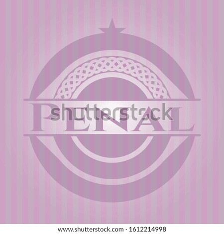 Penal badge with pink background. Vector Illustration. Detailed.