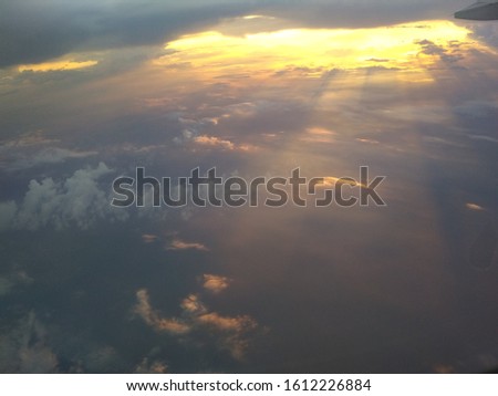A beautiful sunset, The picture is taken from an aircraft flying roughly 35.000 feet above the Sunda Straits