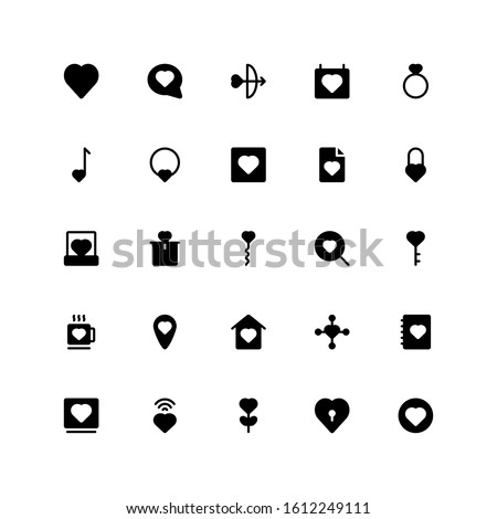 Set of Love, Hearth, Romantic glyph style icon - vector