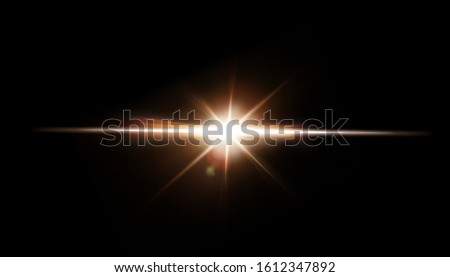 Lens Flare. Light over black background. Easy to add overlay or screen filter over photos. Abstract sun burst with digital lens flare background. Gleams rounded and hexagonal shapes. Royalty-Free Stock Photo #1612347892