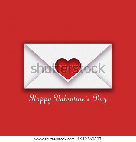 The Paper-cutting elements in the shape of a heart on a red background. Vector symbols of love for Happy Valentine's Day,  greeting card design.
