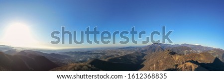 Beautiful landscape on mount Canto Alto Brembana valley Italy drone photo