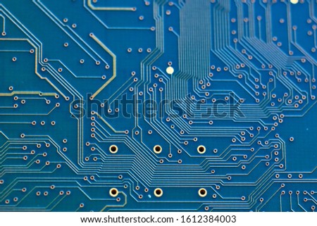 printed circuit Board with chips and radio components electronics Royalty-Free Stock Photo #1612384003