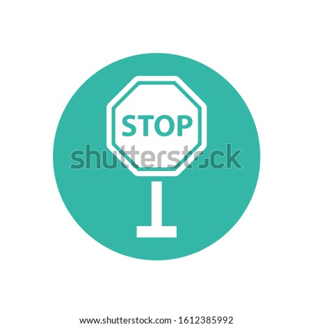 isolated stop icon. dont drive white sign on the green circle