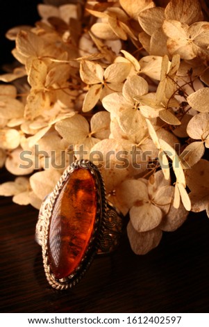 Vintage handmade ring. Natural amber