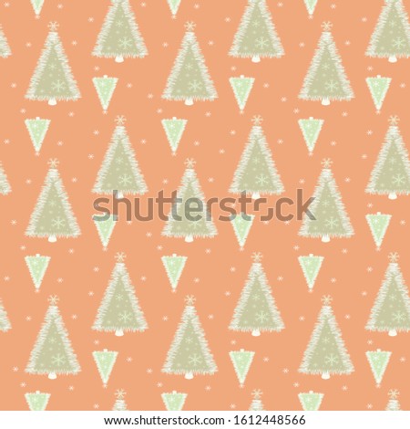  Christmas seamless pattern with christmas trees, Surface design for textile, fabric, wallpaper, wrapping, gift wrap, paper, scrapbook and packaging. Vector
