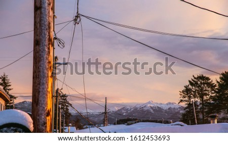 View of sunset with beautiful mountains in the background