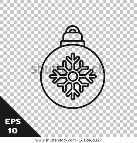 Black line Christmas ball icon isolated on transparent background. Merry Christmas and Happy New Year.  Vector Illustration