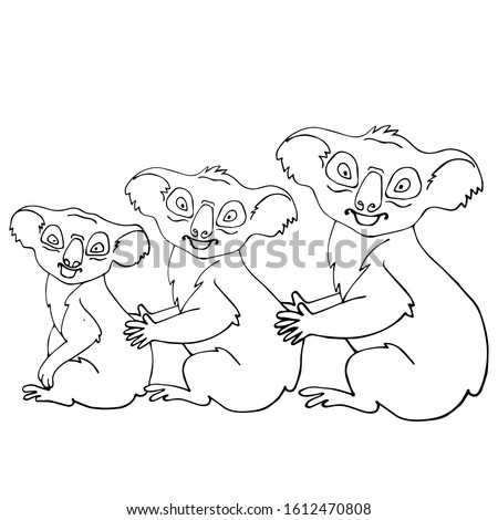 Animal Protection Day. 
Vector animal of Australia, koala. Isolated over white background. For coloring books, children's books, books about animals, stickers, magazines, design, factories, business