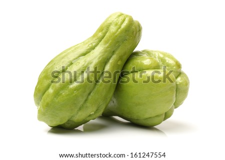 Chayote on white background