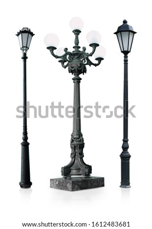 Set of street lamps isolated on a white background
