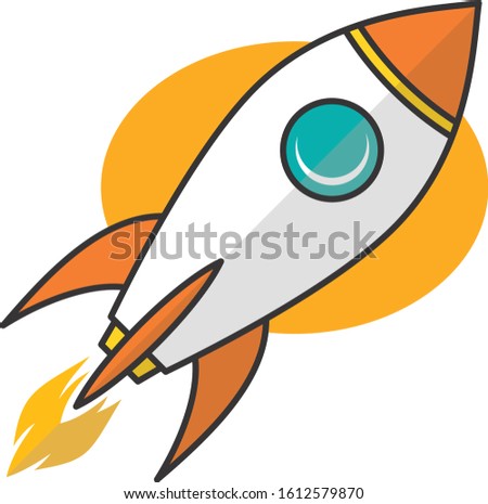rocket ship space travel science vector art illustration