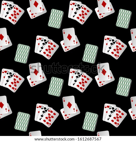 Vector illustration of a seamless background of playing cards for divination or gambling in poker