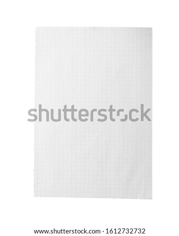 Blank notebook paper isolated on white. Space for design
