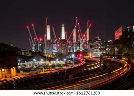 The Battersea Power Station Redevelopment at night 