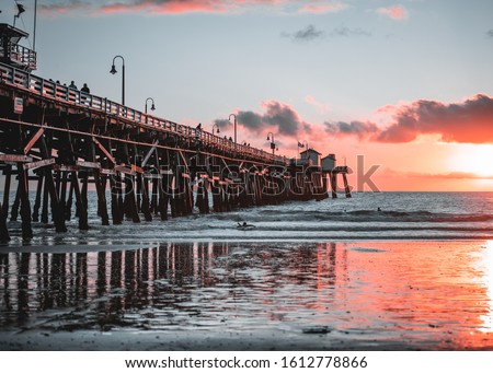 Sunset at San Clemente Pier/Beach Royalty-Free Stock Photo #1612778866