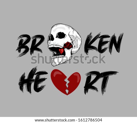 illustration of a broken hearted love skull