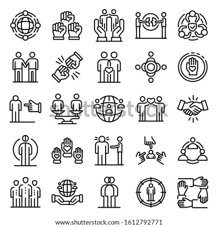 Racism icons set. Outline set of racism vector icons for web design isolated on white background Royalty-Free Stock Photo #1612792771
