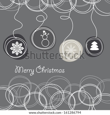 Abstract winter background of a snowflake, a fir-tree, a snowball
