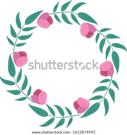 Vector design for invitation, wedding or greeting cards. Spring summer flower frame. Bright leaves and flowers. Floral wreath.