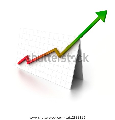 Conceptual business graph, 3d rendering isolated on white
