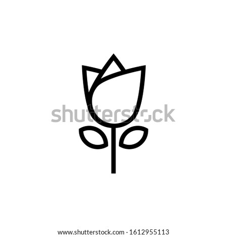 Tulip Icon, Plant symbol in outline style on white background