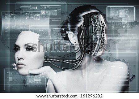 Biomechanical Woman, abstract futuristic backgrounds for your design