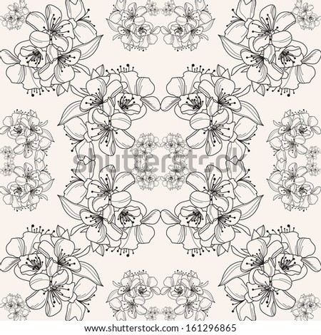 elegant seamless pattern with decorative cherry blossoms for your design
