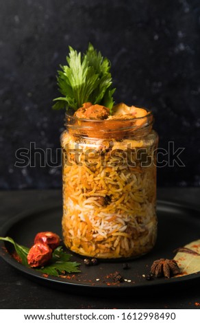 You must have seen a biryani in a plate, but in a jar maybe first time and that is what we do...try to be different from the rest. Chicken Tikka Biryani in a glass jar for you.